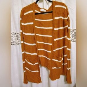 Orange and white striped crotchete cardigan WITH POCKETS!